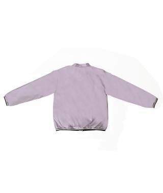 Prenda de moda infantil color lila en polipiel estilo Bomber