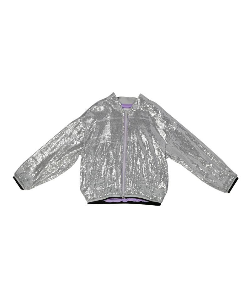 Moda Infantil chaqueta estilo bomber de lentejuelas color plata