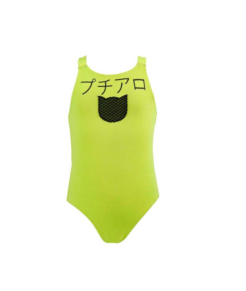 Bañador amarillo flúor inspiración japonesa. moda baño. ropa infantil