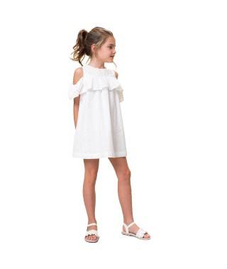 Vestido blanco para niña. vestido volante blanco. Moda infantil